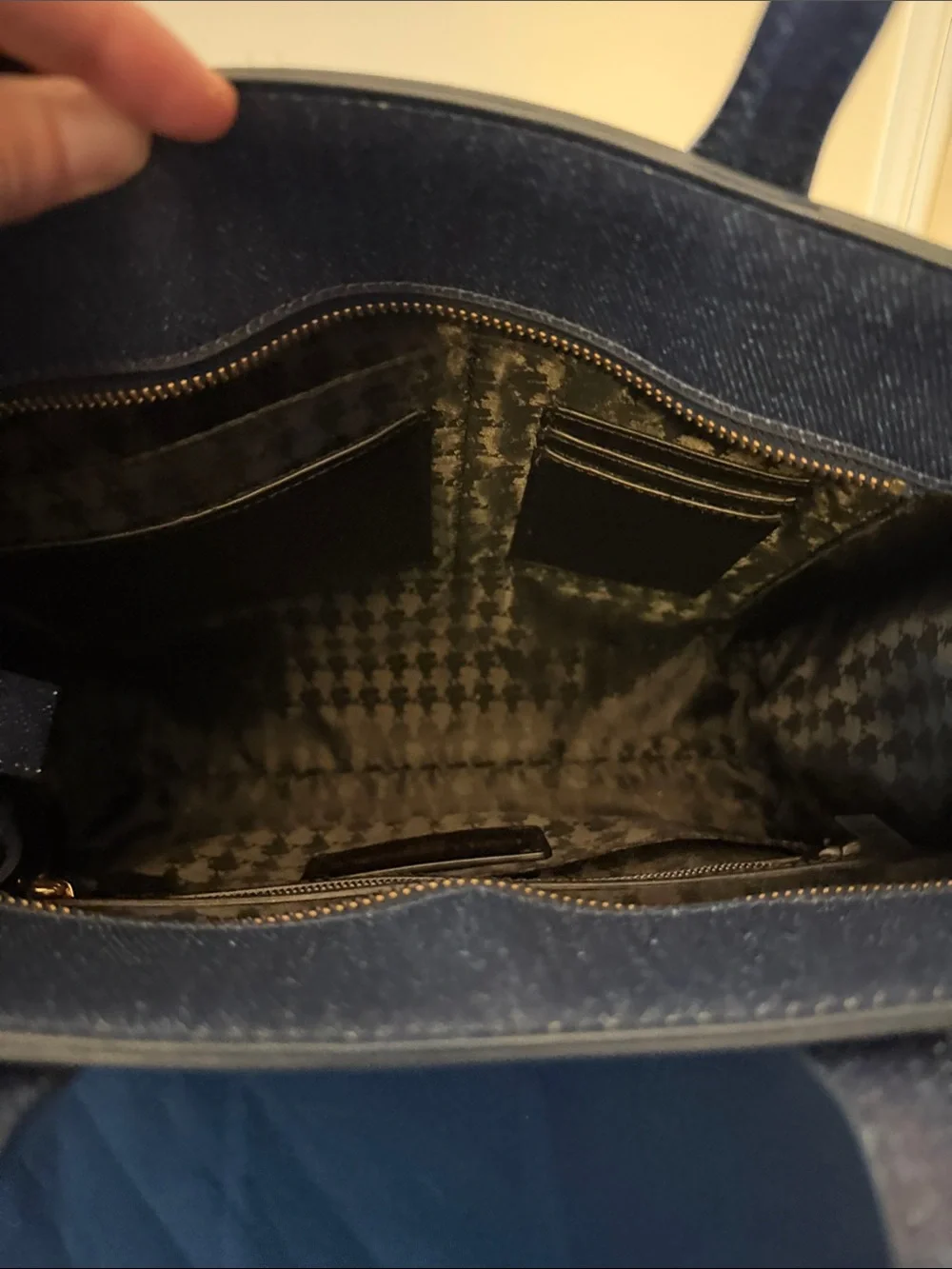 Karl Lagerfeld Navy and Light Blue Logo Tote with Charm